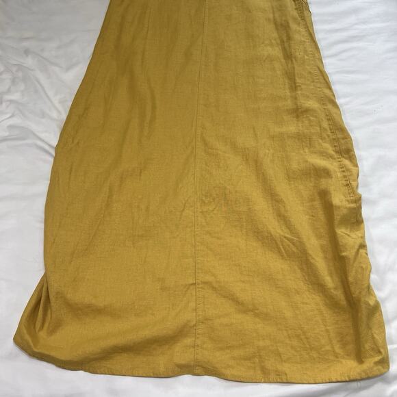 For Cynthia Dress Size L Mustard Yellow Sleeveless Linen Blend Hi-lo Cowl Neck - Picture 8 of 12